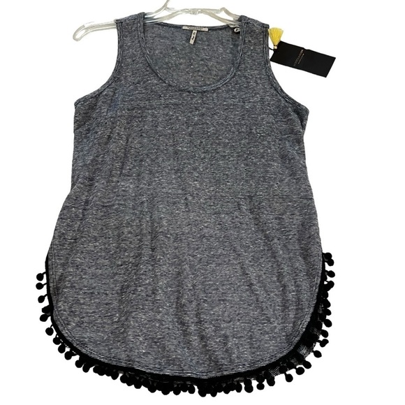 NWT Scotch & Soda Maison Scotch 100% Linen Scoop Neck Pom Pom Fringe Tank Top XS - Picture 2 of 16